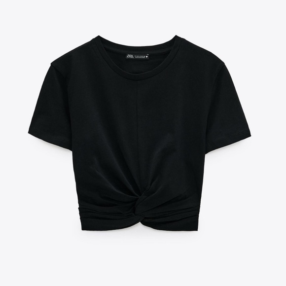 Zara Tops - Zara Black Crop Top with Knot